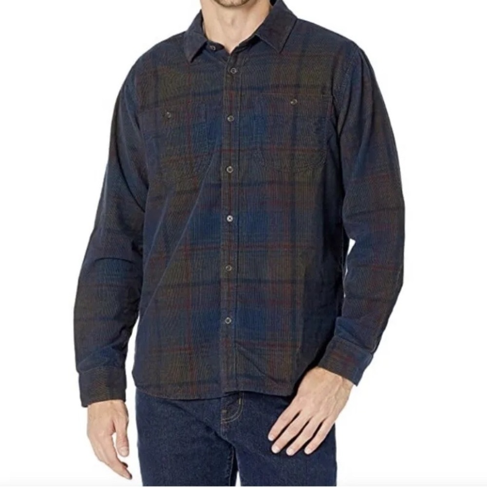 Prana button down plaid flannel corduroy long sleeve shirt size XL super soft